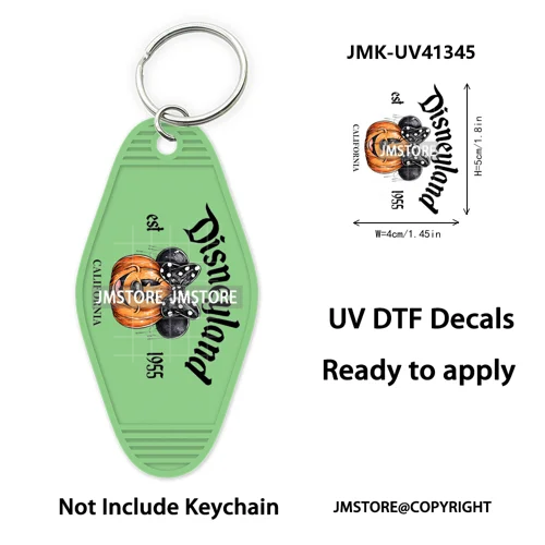 Cartoon Bear Pumpkin Fall Autumn Halloween UV DTF Motel Keychain Wraps Ready To Apply Custom High Quality Hotel Keychain Decals
