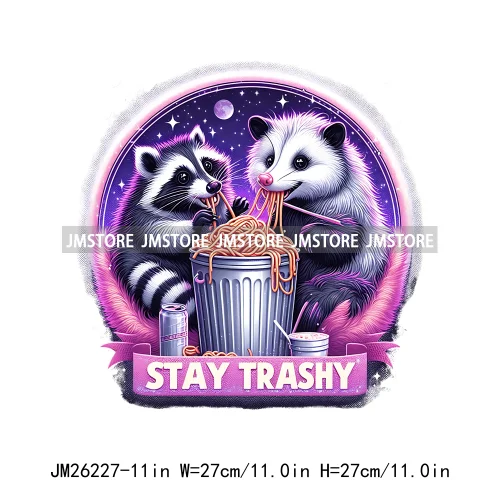 Animal Boujee Raccoon Stay Trashy Summer Vibes Highland Cow Design Logo DTF Iron On Transfer Stickers Ready To Press For Hoodies