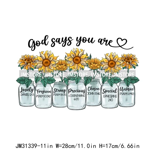 God Says You Are Christian Bible Verse Jesus Motivational Pray Vibes Iron On DTF Transfer Stickers Ready To Press For Sweatshirt