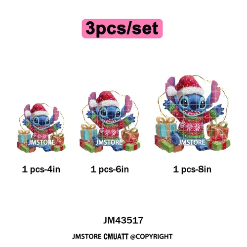 Cute Cartoon Characters Merry Christmas Holiday Gifts Xmas Iron on Washable DTF Heat Transfer Sticker Ready to Press for Clothes