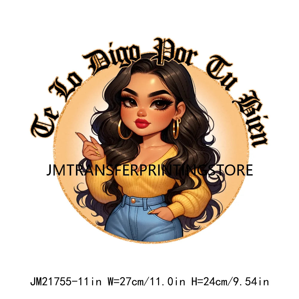 Funny Latina Chicano Mama Sayings Design Washable Chibi Women Style Mother DTF Transfer Stickers Ready To Press For T-shirts Bag