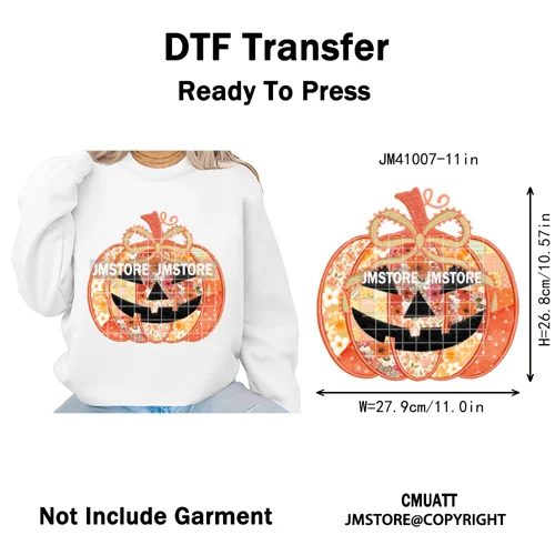 Cute Iridescent Ghost Girly Halloween Coquette Spooky Vibes Iron on Washable DTF Transfers Stickers Ready to Press for Clothing