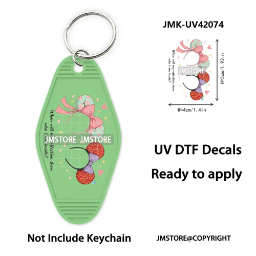 Coquette Bow Magical Mouse Cartoon UV DTF Motel Keychain Decal Ready To Ship Durable Transfer Stickers Prints For Hotel Keychain