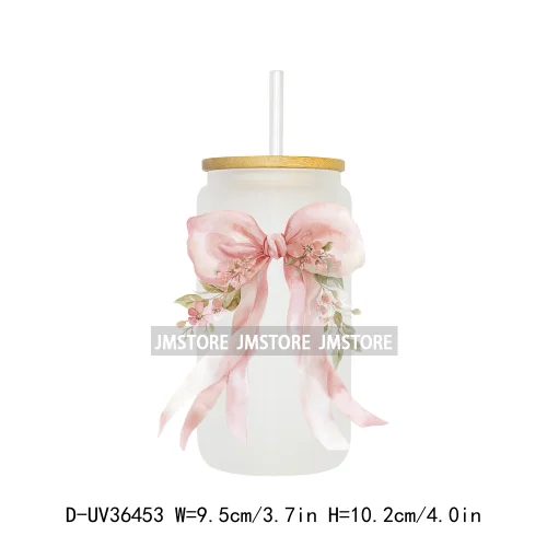 Colorful Bow Ribbon Bridal Birthday UV Sticker Decals For Libbey Cold Cups Mugs Tumbler Transfer Stickers Waterproof DIY Prints