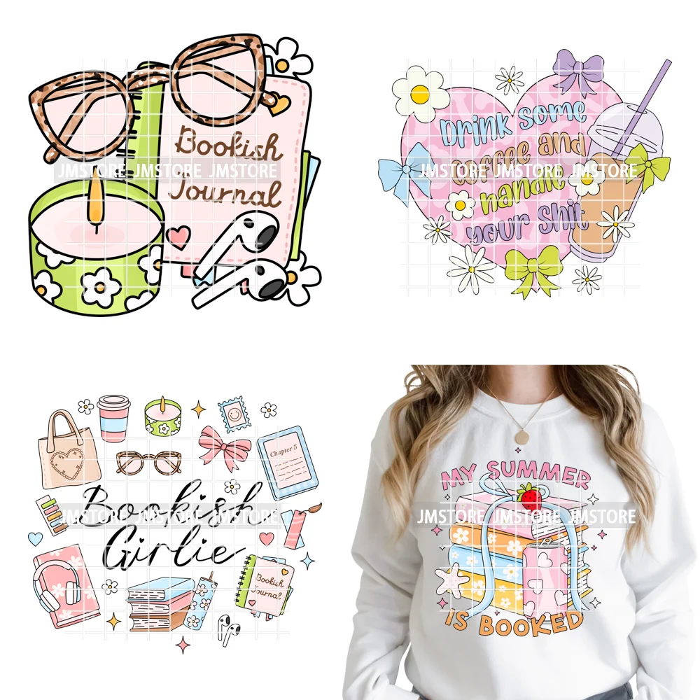 Funny Bookish Things Kindle Girlie TBR Read Books Lover Positive Quotes Iron on DTF Transfer Stickers Ready to Press for Textile