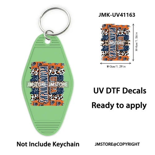Football Cowboys Coquette Bow Game Day UV DTF Motel Keychain Wraps Ready To Apply Waterproof High Quality Hotel Keychain Decals
