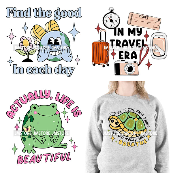 Custom Mental Health Enjoy Beautiful Good Life Iron On Press Logos Positive Thoughts Quotes DTF Transfers Stickers For Clothes