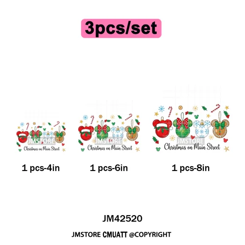 Cute Cartoon Character Coffee Cup Coquette Candy Merry Christmas Iron on DTF Heat Transfers Stickers Ready to Press for Hoodies