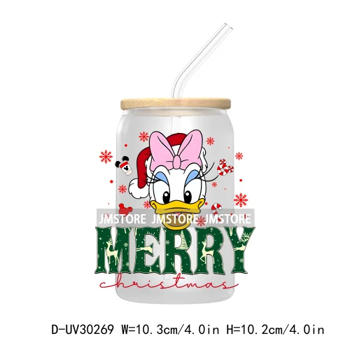 Merry Christmas Cartoon Mouse And Friends UV DTF Transfer Stickers Decals For Libbey Cold Cups Mugs Tumbler Xmas Bear Candy Cane