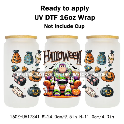 Spooky Halloween Cartoon Character Ghost Bats Pumpkin UV DTF Stickers Ready To Apply Cup Wrap Custom Prints For Libbey Can Glass