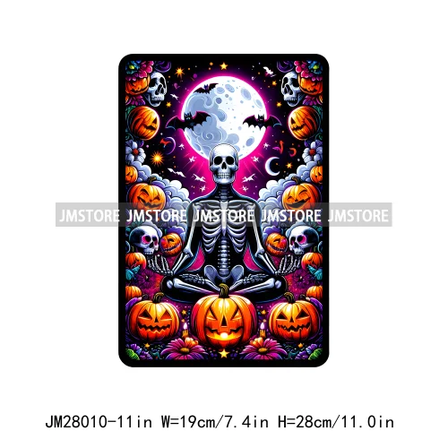 Custom Spooky Season Ghost Cycopath Skull Halloween Tarot Card DTF Iron On Heat Press Transfer Stickers Printing For Hoodies