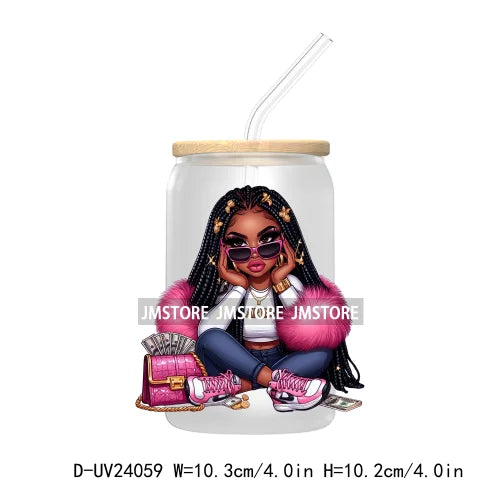 Black Girl Zodiac UV DTF Transfers Stickers Decals For Libbey Cold Cups Mugs Tumbler Waterproof Hip Hop African American Woman