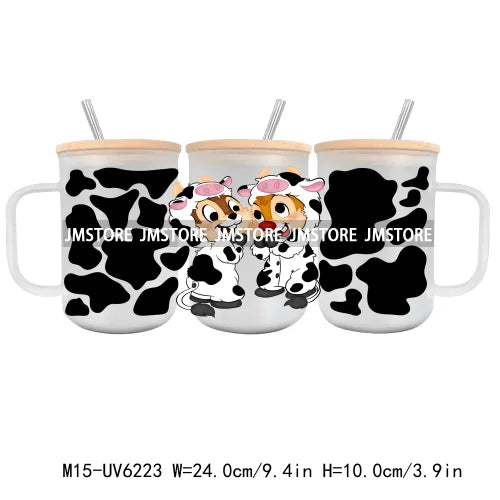 Cartoon Characters Best Friends UV DTF Sticker For 15OZ Mug Libbey Glass Cup Can Wrap Transfer Sticker Custom Labels DIY Logo