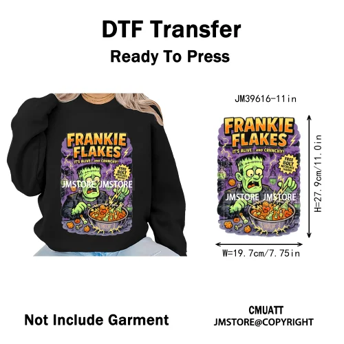 Scary Cartoon Halloween Horror Movies Trick Or Treat Logo Iron on DTF Washable Transfer Sticker Ready to Press for T-shirts Bags