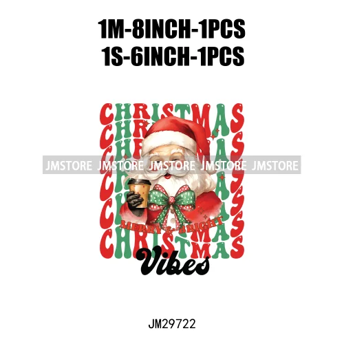 Just Waiting For Christmas Santa Claus Gifts Joy Winter Holidays Vibes Iron On DTF Transfers Stickers Ready To Press For Clothin