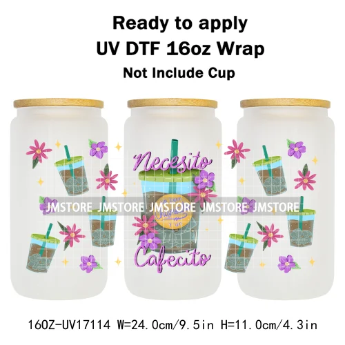 Spooky Conchas Mexican Halloween Ghost UV DTF Wraps Transfer Sticker Selfadhesive Waterproof Labels For 16OZ Libbey Glass Can