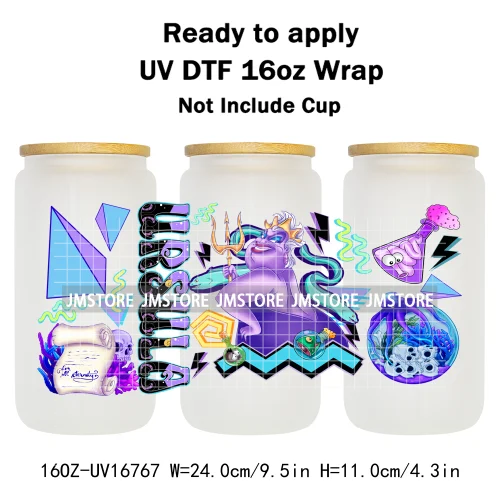 Cartoon Horror Halloween Nightmare UV DTF Wraps Transfer Sticker Selfadhesive Waterproof High Quality For 16OZ Libbey Glass Can