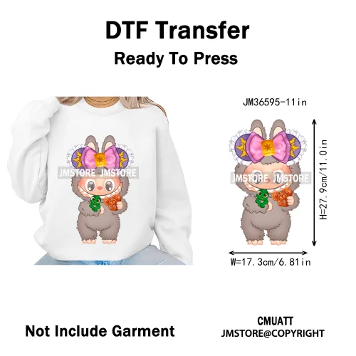 New Coquette Cartoon Monster Friends Costume Girly Kids Love Iron On DTF Transfer Stickers Designs Ready To Press for Clothing