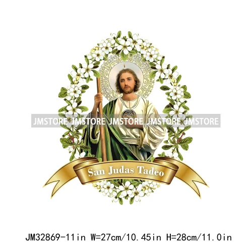 Cute Floral Mexico San Judas Tadeo Virgin Our Lady of Guadalupe Iron On DTF Transfers Stickers Ready To Press For Sweatshirts