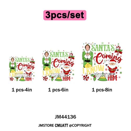 Funny Christmas Movie Quotes Cartoon Characters Santa Iron on Washable DTF Heat Transfer Stickers Ready to Press for Sweatshirts