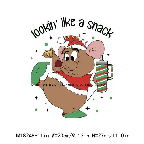 Funny Mouse Princess Christmas Designs Looking Like A Snack Gus Christmas Heat Transfer Stickers Ready To Press For Clothes Bags