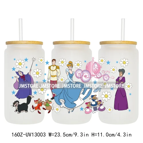 Best Friends Princess Movie Themed 16OZ UV DTF Cup Wraps Ready To Apply Waterproof Transfer Sticker For Libbey Glass Can Tumbler