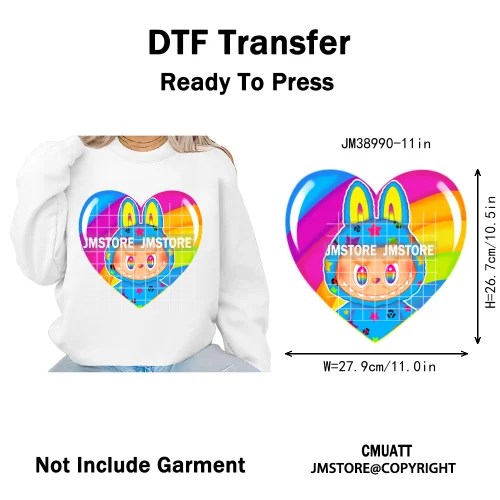 Coquette Bow Monster Doll Drinking Soda Bottle Thermal Printing Iron on DTF Washable Transfer Sticker Ready to Press for Clothes