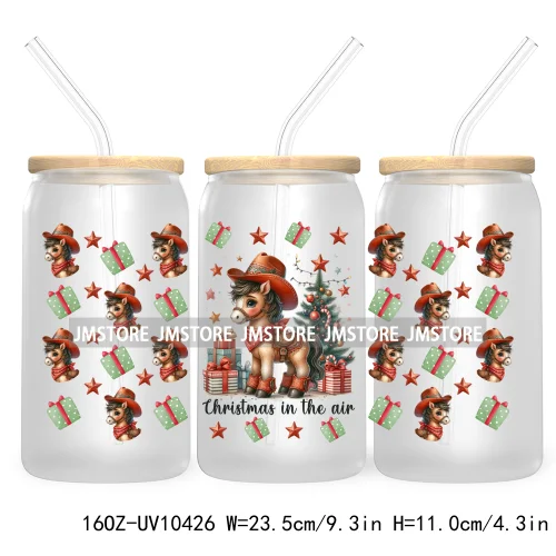 Christmas Girly Coquette Bow 16OZ UV DTF Cup Wrap Transfer Stickers Custom Labels For Libbey Glass Can Candy Cane Tis The Season