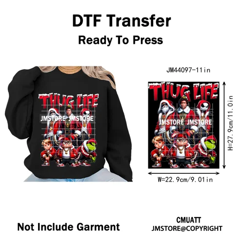 Thug Life Cartoon Movie Xmas Friends Christmas Thief Iron on Washable DTF Transfers Stickers Ready to Press for T-shirts Bags