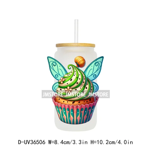 Cartoon Cupcake Sweet Treats UV DTF Transfer Stickers Decals Ready To Apply Waterproof For 16OZ Libbey Glass Can Cups Tumbler