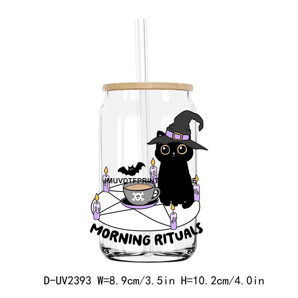 Boo Jee Cute Ghost With Coffee Halloween UV DTF Transfers Stickers Decals For Libbey Cold Cups Mugs Tumbler Waterproof DIY Craft