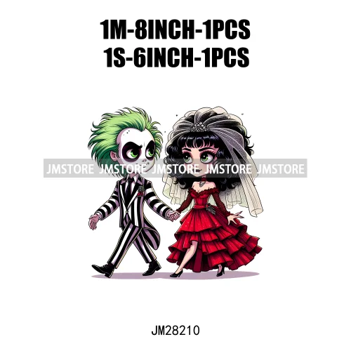 Cartoon Double Trouble Couple Character Halloween Printing Patches Iron On DTF Transfers Stickers Ready To Press For Clothing