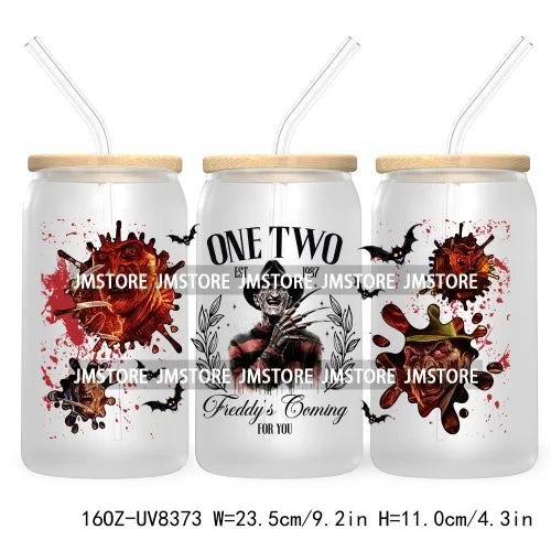 Spooky Vibes Coffee 16OZ UV DTF Cup Wrap Transfers Stickers Custom Labels Durable Waterproof Logo For Libbey Glass Can Halloween