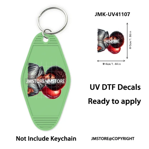 Black Horror Mama Skull Skeleton Ghosts UV DTF Motel Keychain Wraps Ready To Apply Waterproof High Quality Hotel Keychain Decals