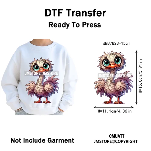 15cm 5.9in Kids Funny Hairy Cartoon Birds Animal Washable Iron on DTF Transfers Stickers Printing Ready to Press for Clothing