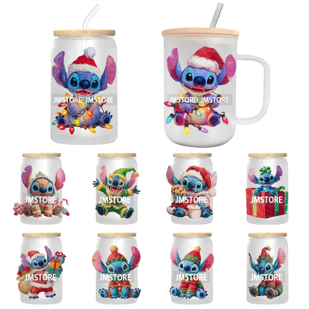 Winter Cartoon Christmas Holiday UV DTF Transfer Stickers Decals Ready To Apply Good Quality Logo For Libbey Cold Cup Mug Bottle