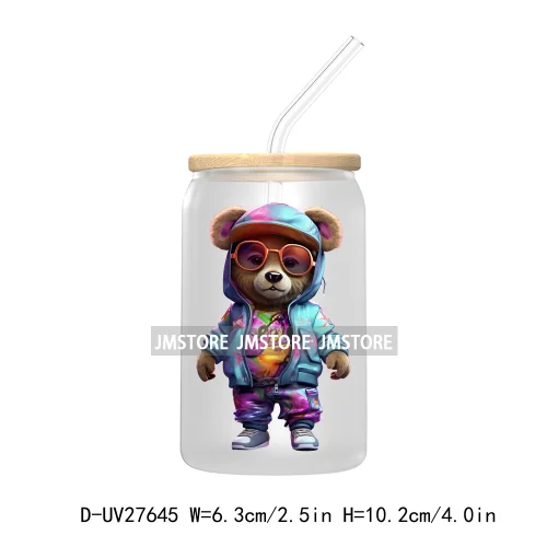 Hip Hop Urban Graffiti Teddy Bear UV DTF Transfer Stickers Decals For Libbey Cold Cups Mugs Tumbler Waterproof Trendy Bears Doll