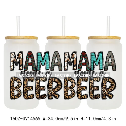 Howdy Western Mama Cowhide UV DTF Wraps Transfer Sticker Selfadhesive Waterproof High Quality For 16OZ Libbey Glass Can Tumbler