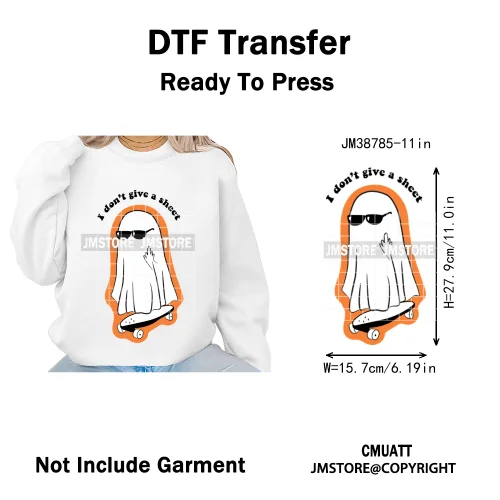 Sarcasm Halloween Time Boos Ghost Spooky Vibes Washable Designs Iron on DTF Transfers Stickers Ready to Press for T-shirts Bags