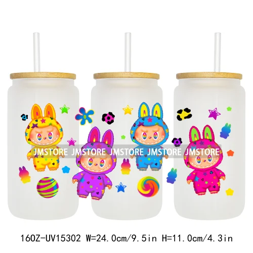 Coquette Bow Kids Cartoon Doll Characters UV DTF Cup Wraps Ready To Apply Waterproof Transfer Stickers For 16OZ Libbey Glass Can