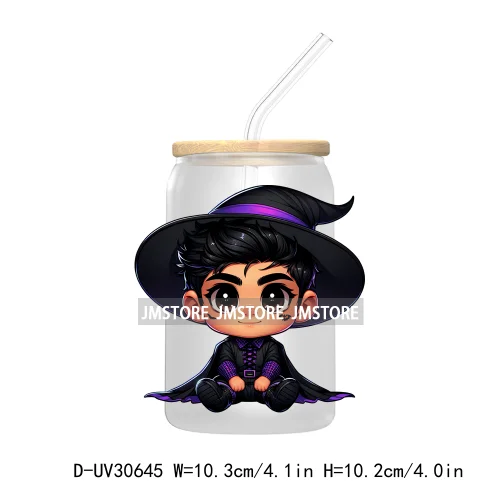 Spooky Cartoon Halloween Characters UV DTF Transfer Stickers Decals For Libbey Cold Cups Mugs Tumbler Waterproof Baby Princess