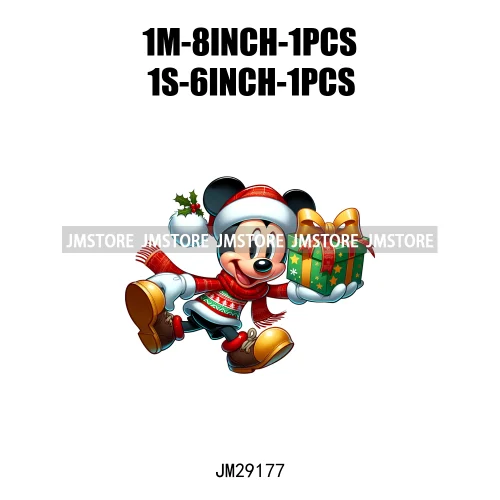 Special Delivery Characters Cartoon Santa Claus Christmas Gift Iron On DTF Transfers Stickers Ready To Press For Clothes