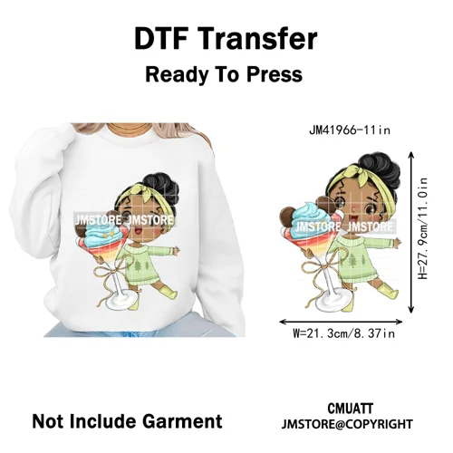 Cute Winter Christmas Girls Baby Mermaid Kids Cartoon Character Iron on DTF Washable Transfers Stickers Ready to Press for Texti