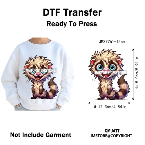 15cm 5.9in Kids Quirky Safari Cartoon Animal Iron On Transfers Stickers For Clothing DTF Printed Appliques Washable T-Shirts