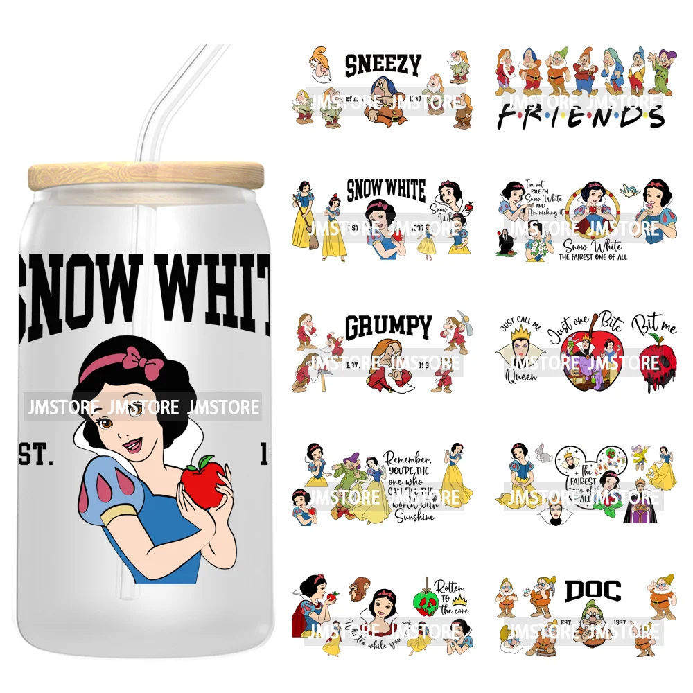 Beautiful Princess Cartoon Gnomes UV DTF Wraps Transfer Sticker Ready To Apply Waterproof Logo For 16OZ Libbey Glass Can Tumbler