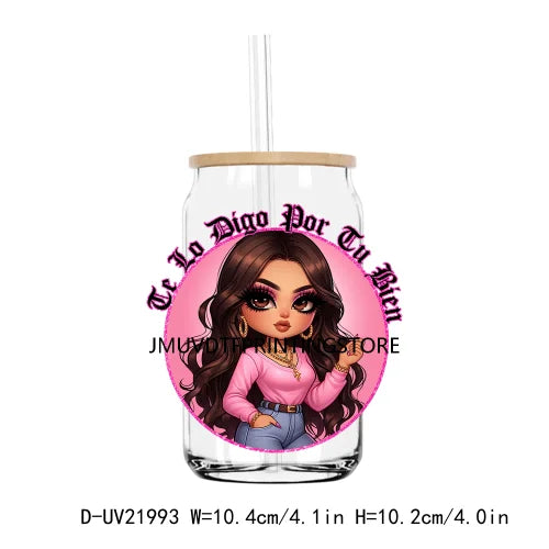 Chibi Latina Mom Sayings UV DTF Transfers Stickers Decals For Libbey Cold Cups Mugs Tumbler Waterproof DIY Craft Mexican Culture