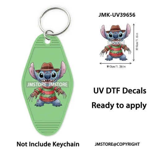 Horror Cartoon Halloween Pumpkin UV DTF Motel Keychain Decals Ready To Ship Durable Transfer Stickers Prints For Hotel Keychain