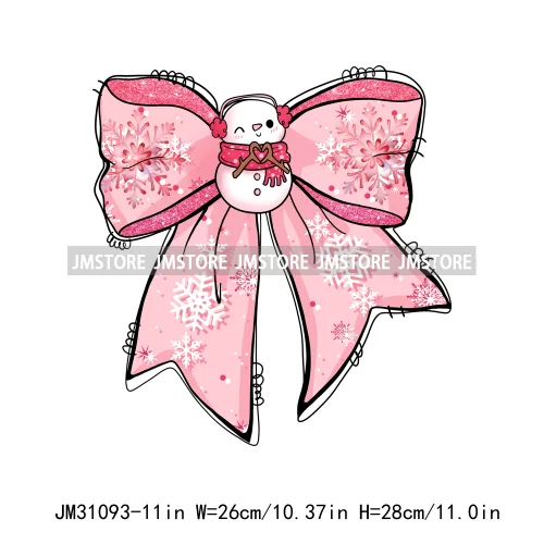 Colorful Coquette Bow Girly Christmas Holiday Spirit Holiday Gifts Iron On DTF Transfers Stickers Ready To Press For Clothing