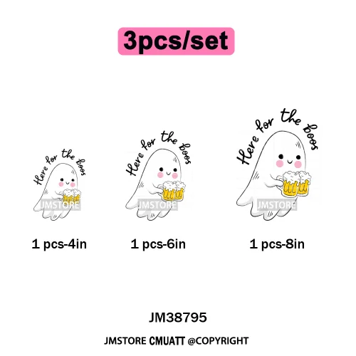 Sarcasm Halloween Time Boos Ghost Spooky Vibes Washable Designs Iron on DTF Transfers Stickers Ready to Press for T-shirts Bags