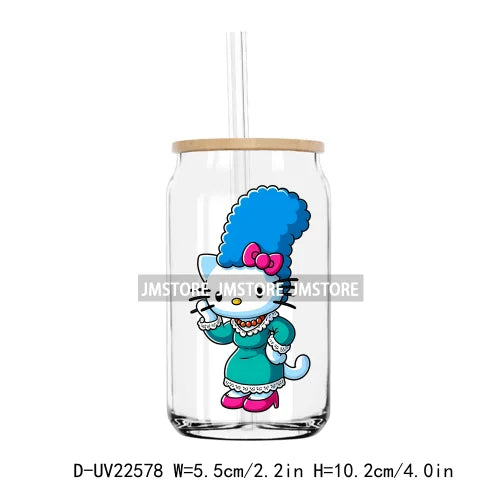 Funny Cartoon Princess Little Cat Mermaid UV DTF Transfer Stickers Decals For Libbey Cold Cups Mugs Tumbler Waterproof DIY Craft